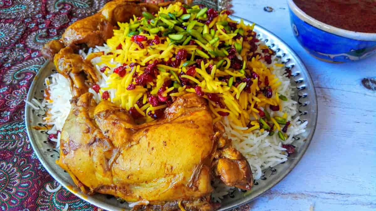 A dish that has been cooked with Iranian Saffron